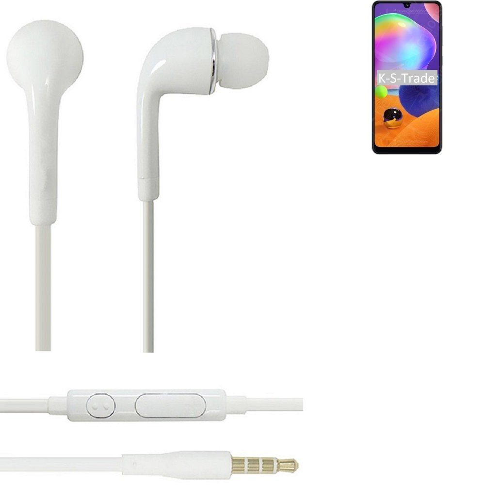 3,5mm) Headset Galaxy A31 Lautstärkeregler mit weiß In-Ear-Kopfhörer u K-S-Trade Samsung Mikrofon (Kopfhörer für