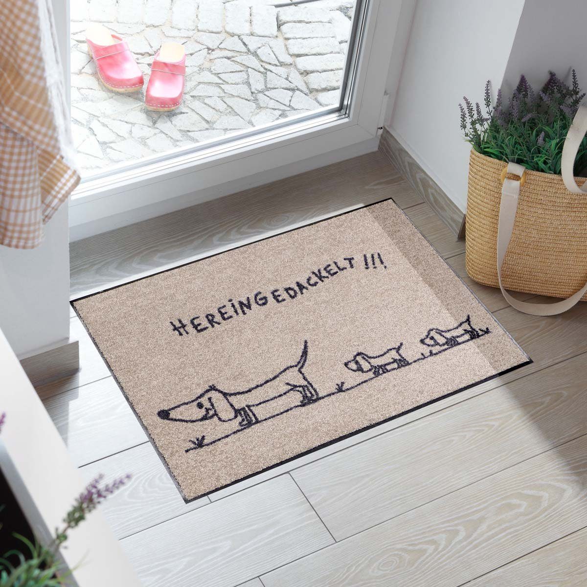 Salonloewe Fußmatte Fußmatte 50x75 Hereingedackelt family beige sand, Einga günstig online kaufen