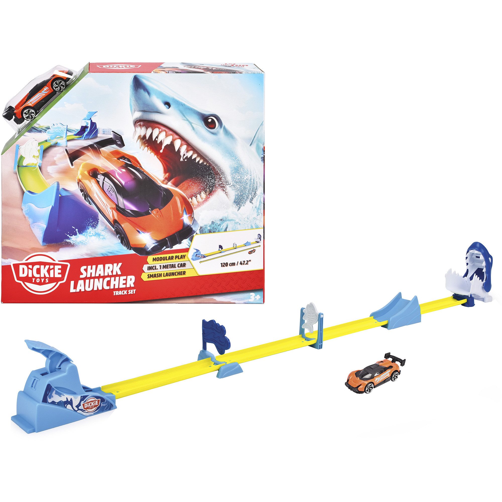 Dickie Toys Autorennbahn Dickie Shark Launcher Track Set, Rennbahn