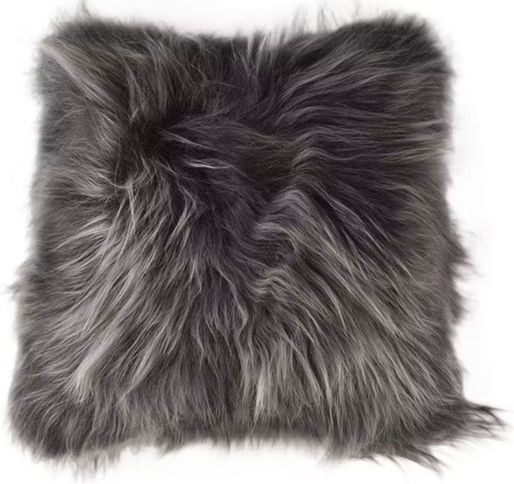KUHFELL online & NOMAD Fellkissen Echtes Lammfell Kissen Taupe Kissenbezug aus Schaffell Braun, Kissenbezug ohne Füllung