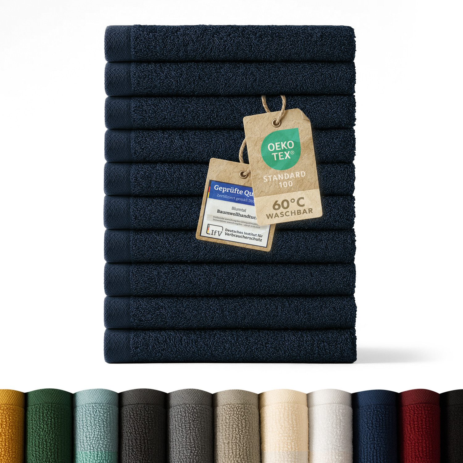 Blumtal Gästehandtücher Premium 30x30cm oder 30x50cm weich und saugstark, Frottee (10-St), 10er (30x50cm), 12er und 24er Set (30x30cm), 100% Baumwolle