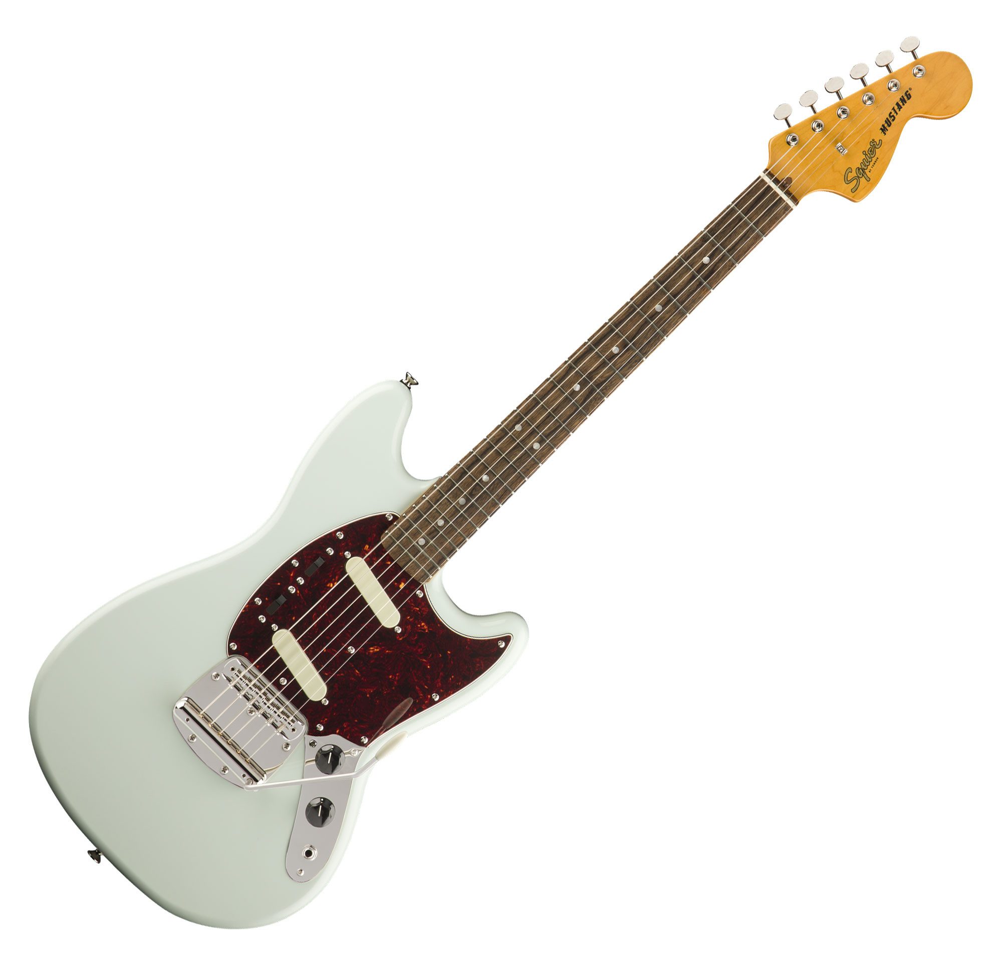 Squier E-Gitarre Classic Vibe '60s Mustang LRL Sonic Blue, Mustang, mit Lorbeer-Griffbrett