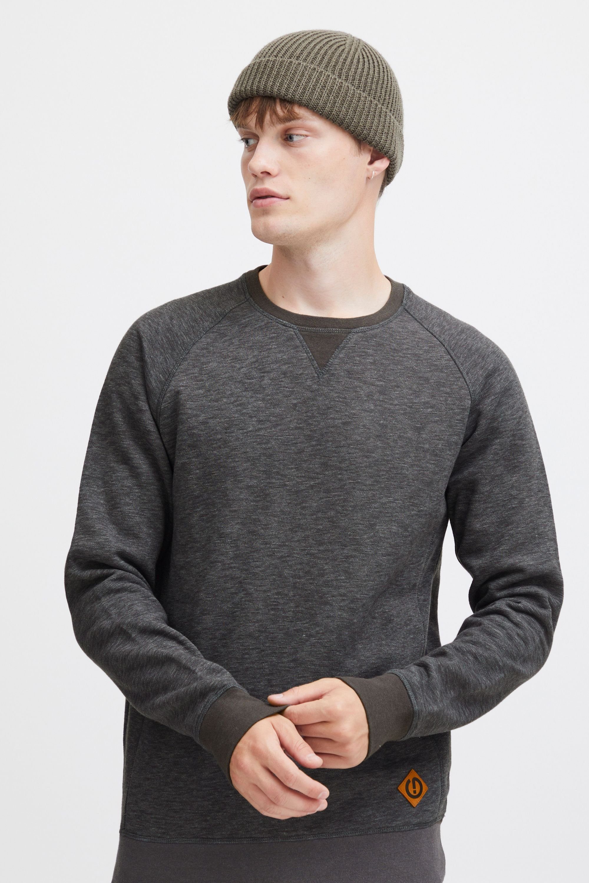 Grey !Solid Sweatshirt Melange Sweatpullover mit SDVituNeck dekorativen (8236) Ziernähten