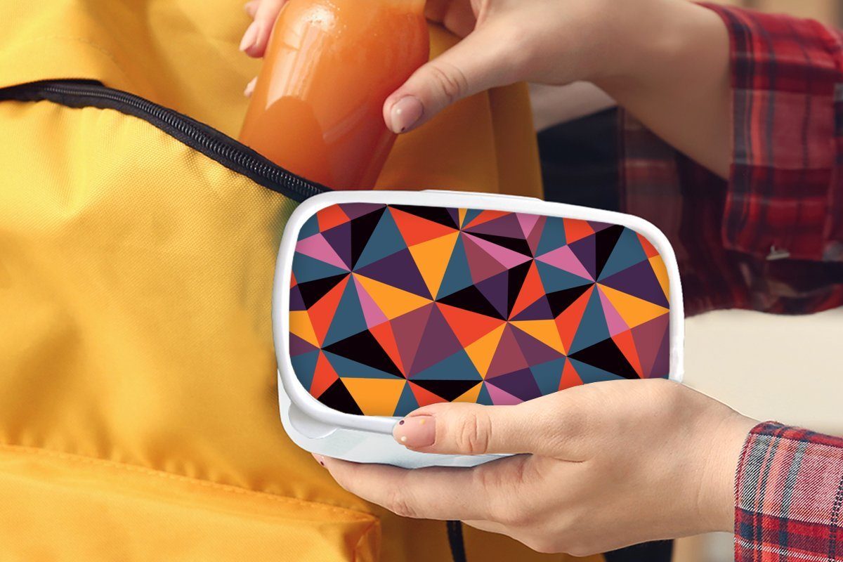 Mädchen und Brotbox - und (2-tlg), - für Geometrie MuchoWow 3D weiß Jungs Erwachsene, Brotdose, Dreieck für Lunchbox Kinder Kunststoff, Muster, -