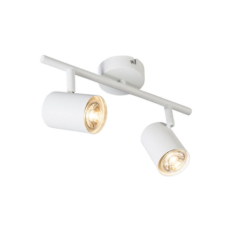 Qazqa LED Aufbaustrahler Jeana, LED wechselbar, GU10, Weiß, Modern, Stahl, 2-flammig
