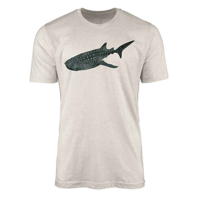 Sinus Art T-Shirt Herren Shirt 100% gekämmte Bio-Baumwolle T-Shirt Walhai Wasserfarben Motiv Nachhaltig Ökomode aus e (1-tlg)