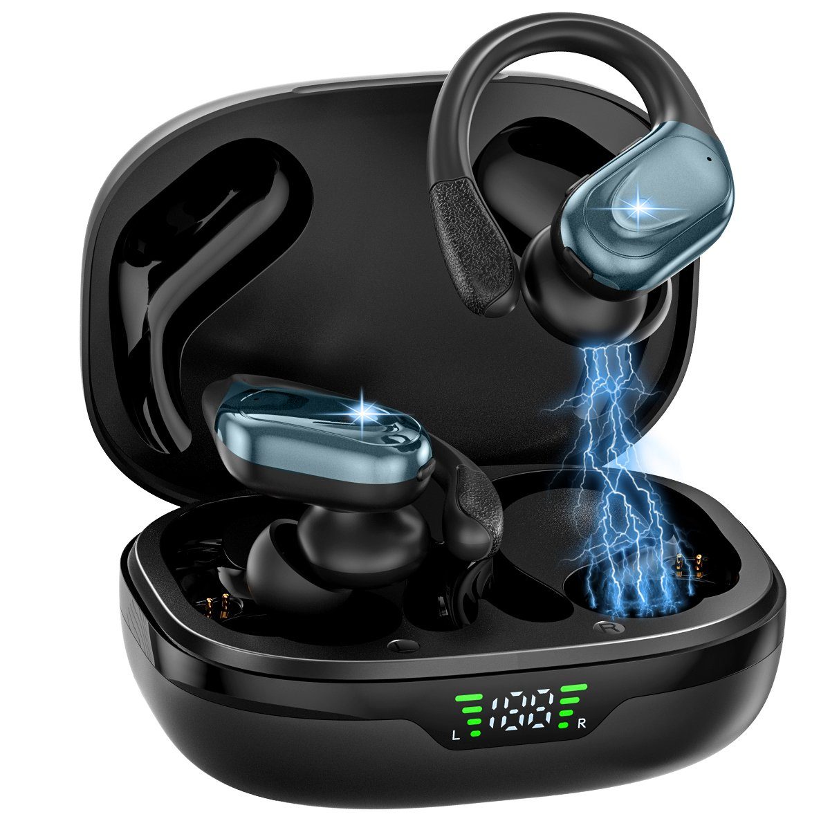 HYIEAR Bluetooth-Kopfhörer 5.3, Sportkopfhörer, Geräuschunterdrückung, USB-C) In-Ear-Kopfhörer (Bluetooth, IPX5. Stereo