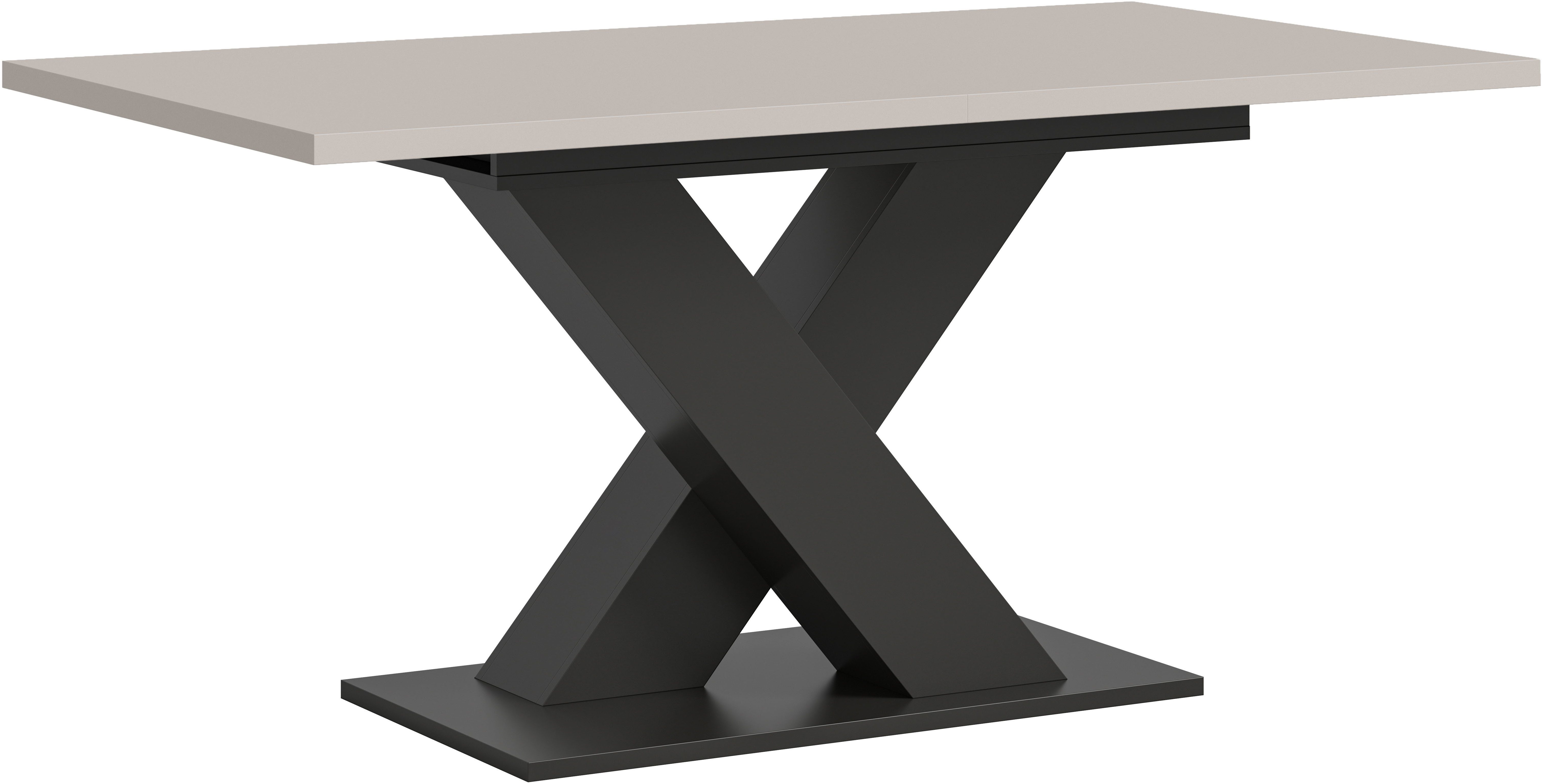 Home affaire Esstisch Motus, ausziehbar 150 -190 cm, inklusive 40 cm Einlegeplatte (Set, 1-St), X-Gestell mit Bodenplatte, Tisch, Küchentisch, Esszimmer, Küche