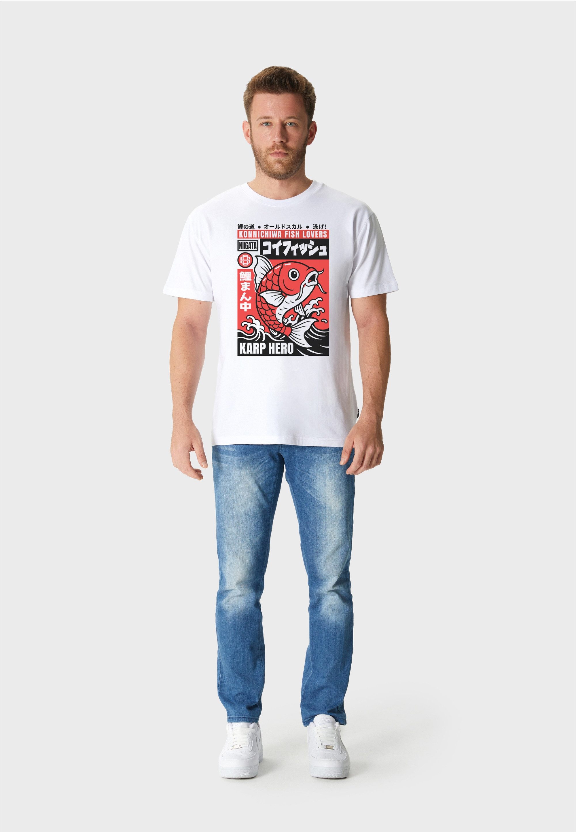 Oldskull T-Shirt Asian Koi Karp Lover Graphic mit großem Motivdruck