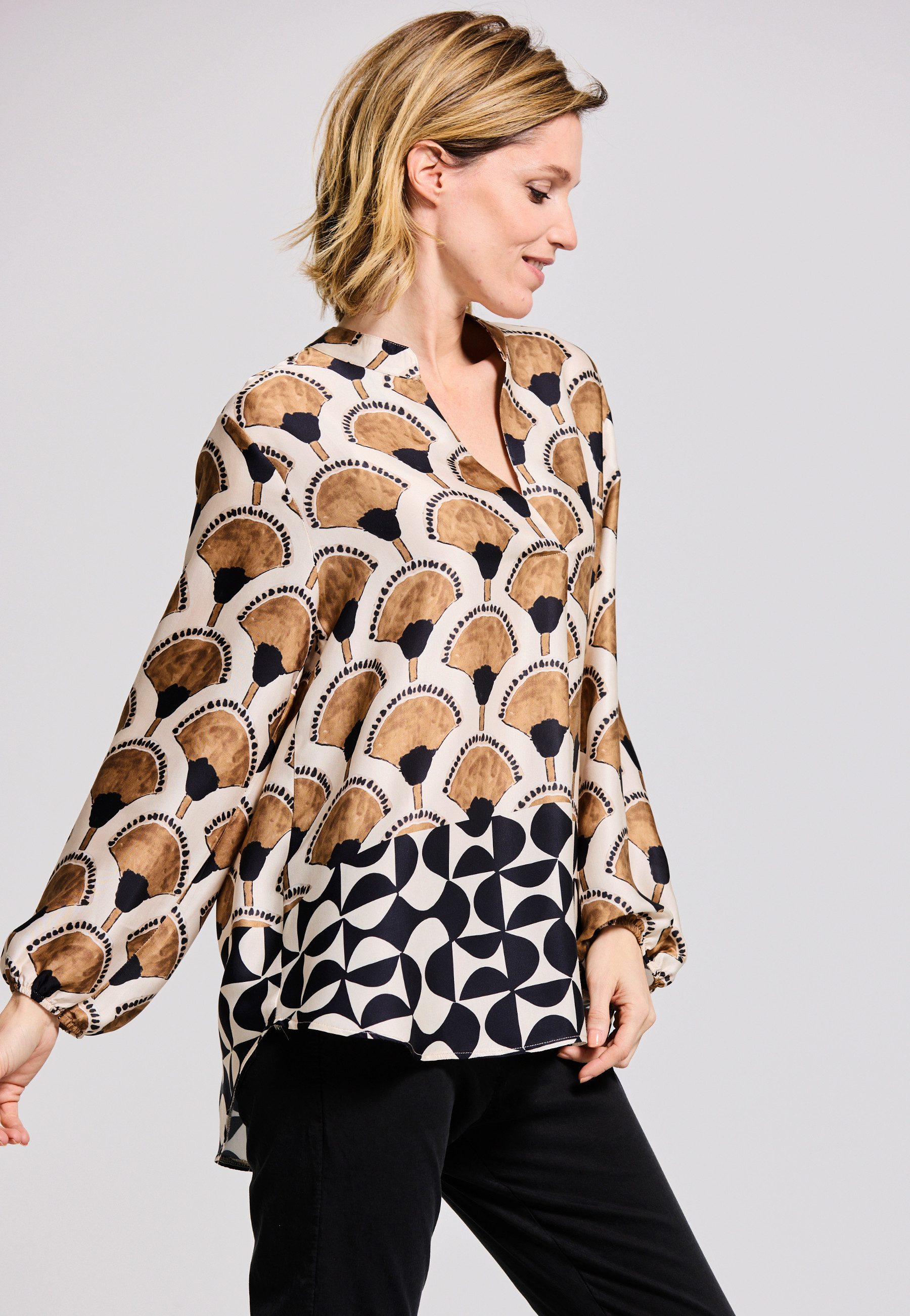 Andijamo-Fashion Druckbluse GINGKO VIBES Bordüre günstig online kaufen