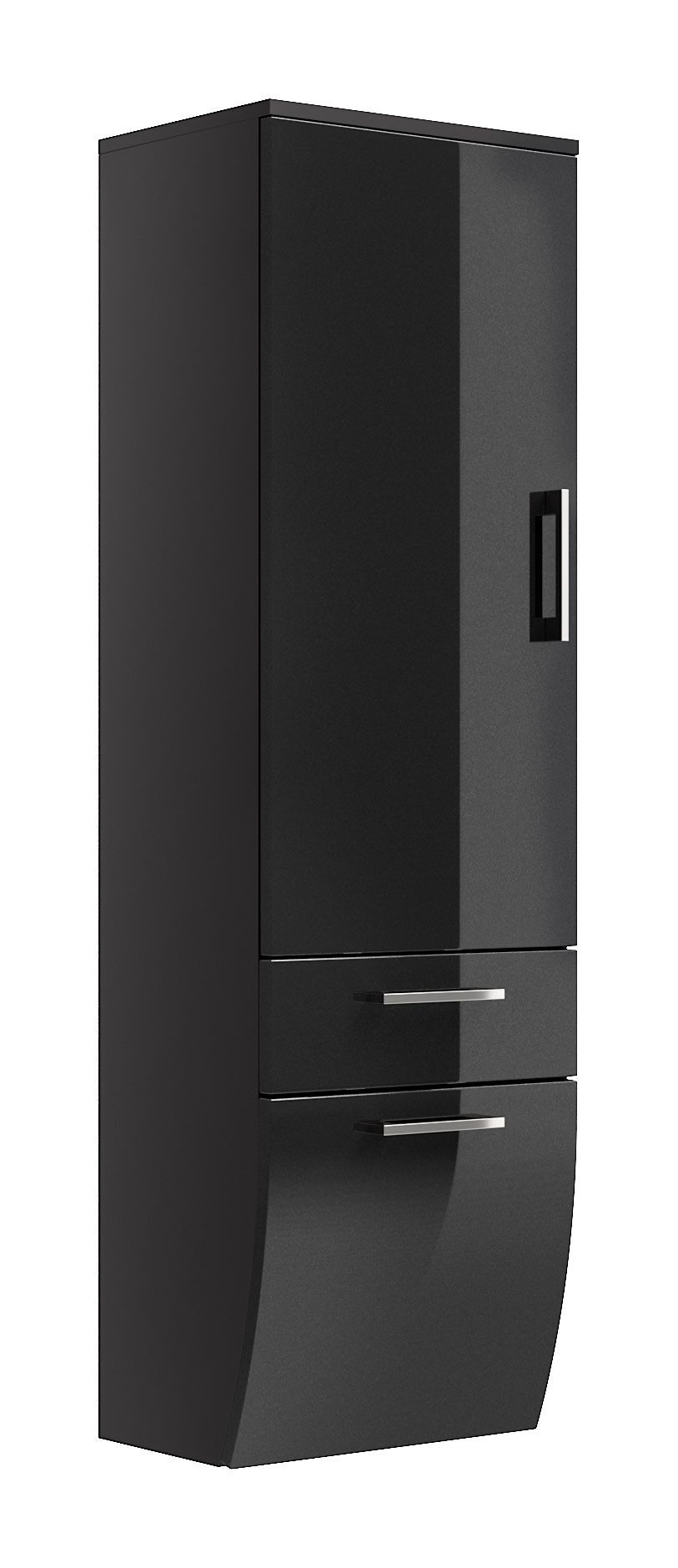 Magnolia Home Badmöbel-Set Hochschrank Rima 135 cm rund Anthrazit, Soft-Close