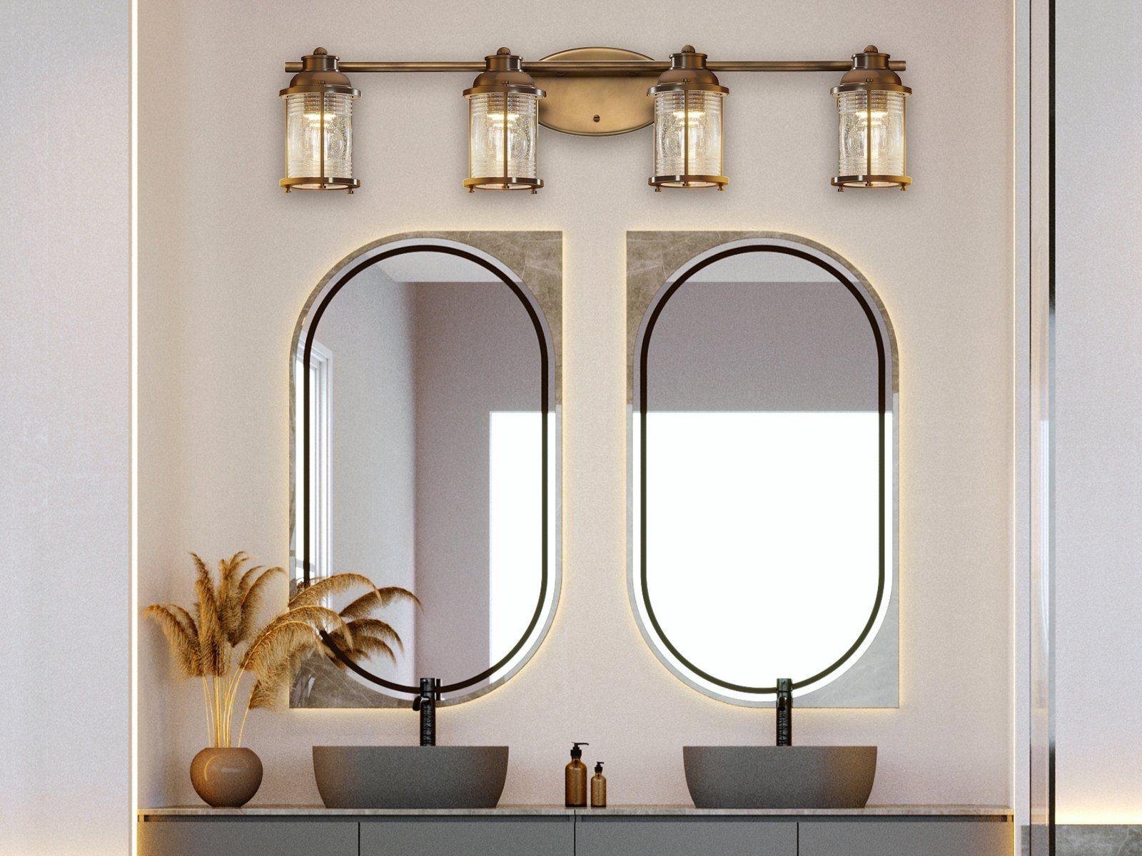 Kichler LED Wandleuchte, LED wechselbar, warmweiß, Spiegelleuchten Bad-lampen Wand Badezimmerlampen Spiegelschrank B 86cm