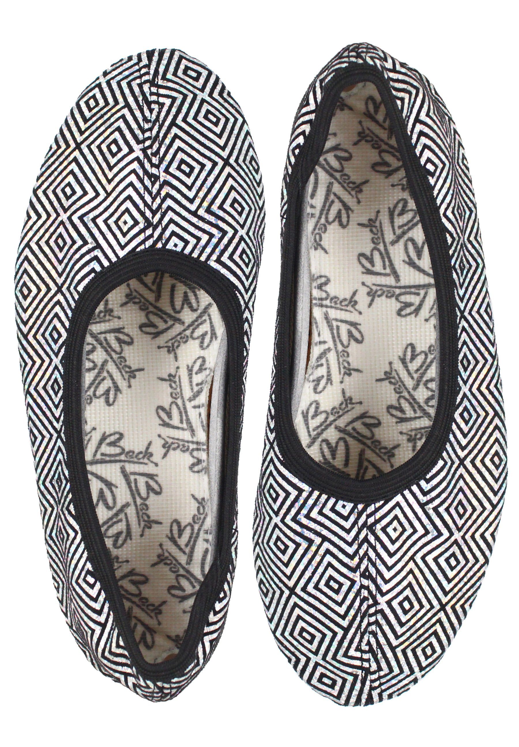 Beck Schläppchen Silver Star Gymnastikschuh (bis Gr. 42 erhältlich, für Sport und Zuhause) mit rutschfester Gummi-Laufsohle