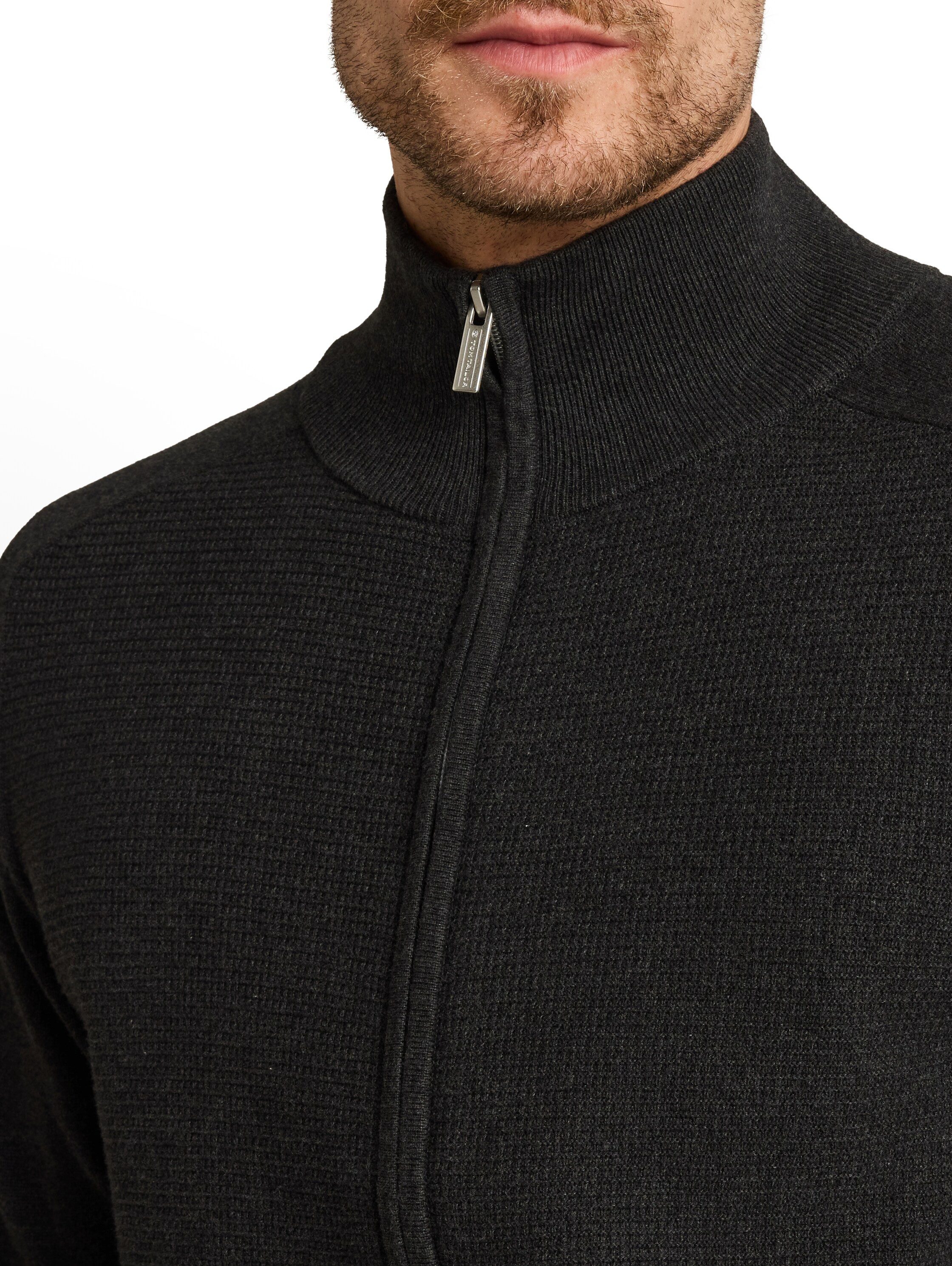 TOM TAILOR Strickjacke mit Logo Stickerei