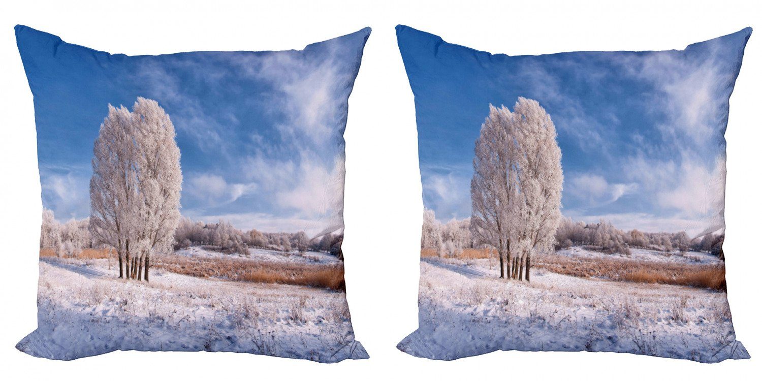 Accent Doppelseitiger Digitaldruck, Modern (2 Kissenbezüge Abakuhaus Natur Stück), Winter-Schnee-Landschaft