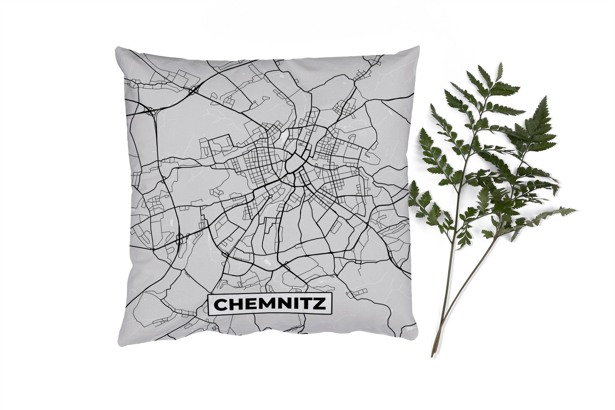 Zierkissen Wohzimmer, Karte Sofakissen Deko, - Füllung Schlafzimmer, mit Karte Deutschland von Dekokissen Chemnitz, MuchoWow für -