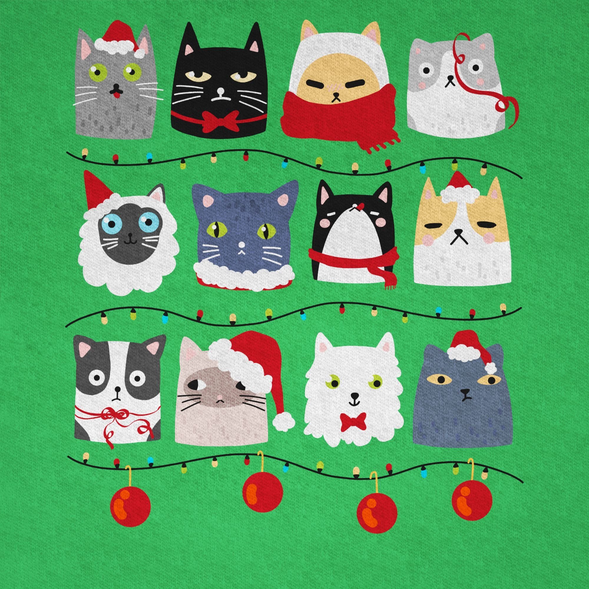 Weihnachten Shirtracer 1 Weihnachten Katzen Grün zu Kinder Kleidung T-Shirt