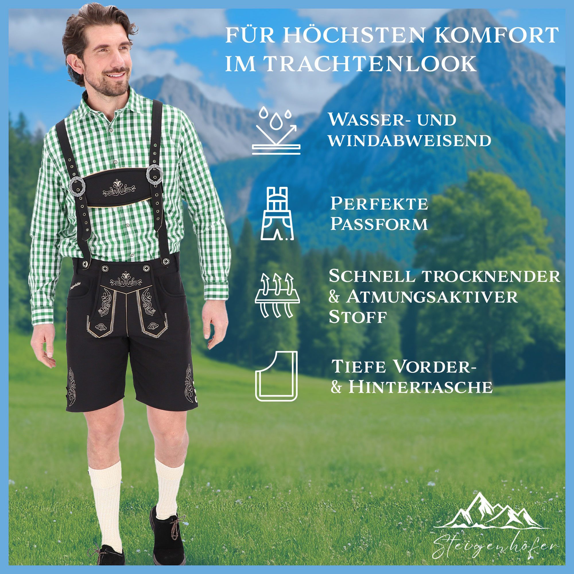 Steigenhöfer Manufaktur Trachtenhose Lukas Softshellhose mit Trägern – Lede günstig online kaufen