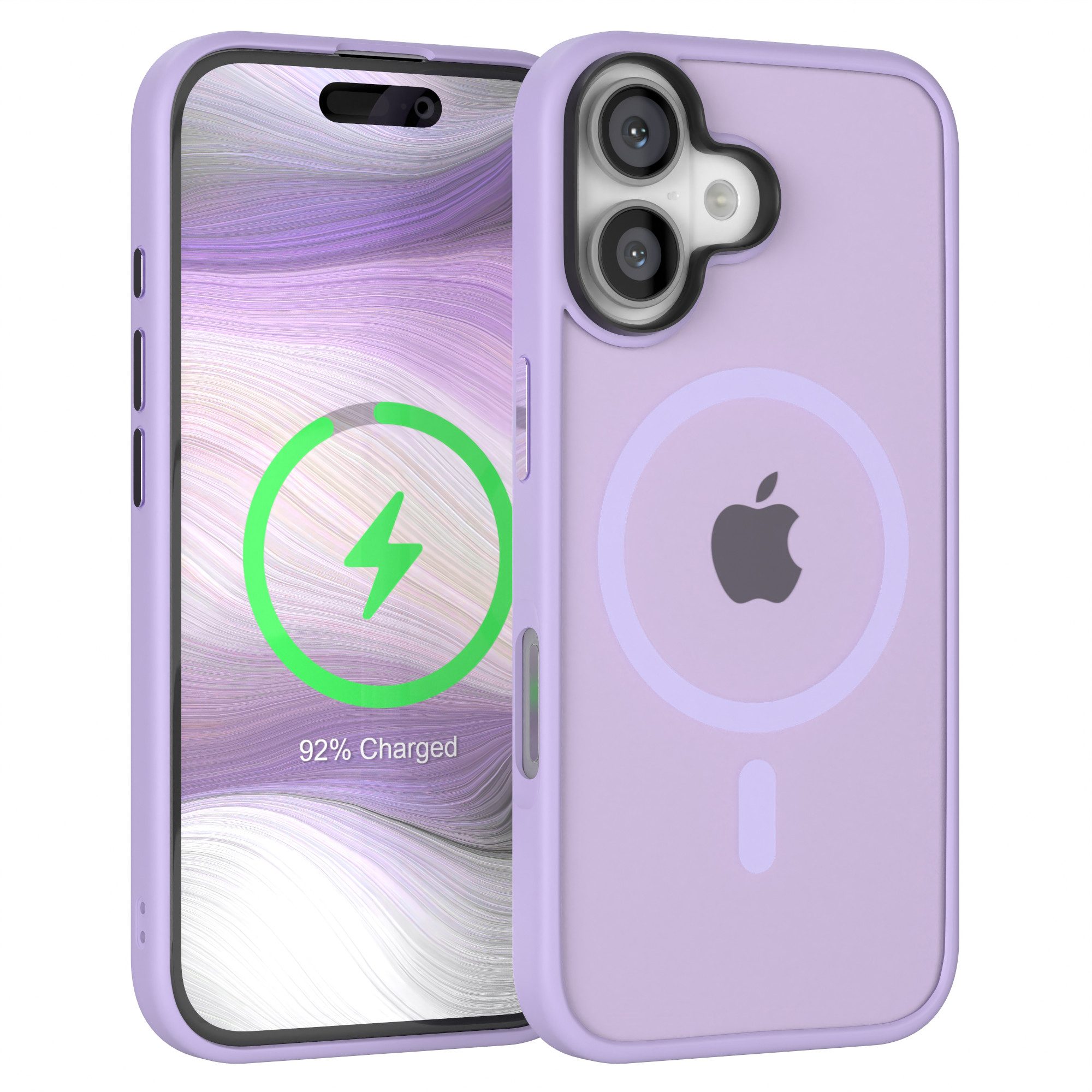 EAZY CASE Handyhülle Outdoor Case MagSafe für Apple iPhone 16 6,1 Zoll, Outdoor Handyhülle MagSafe Bumper mit Kameraschutz stoßfest Hell Lila