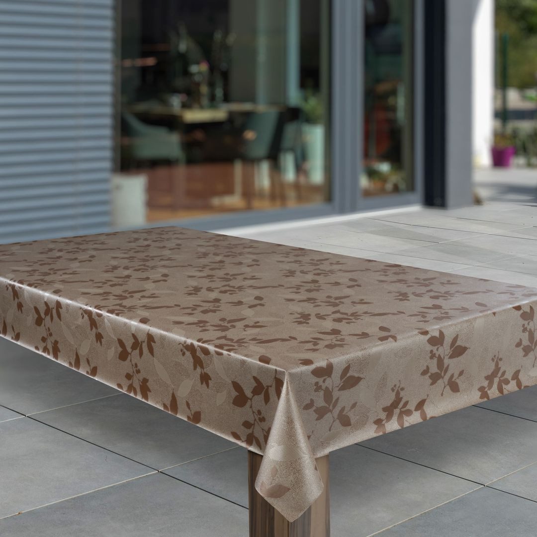 laro Tischdecke Wachstuch-Tischdecken Abwaschbar Braun Blätter geprägt rech günstig online kaufen