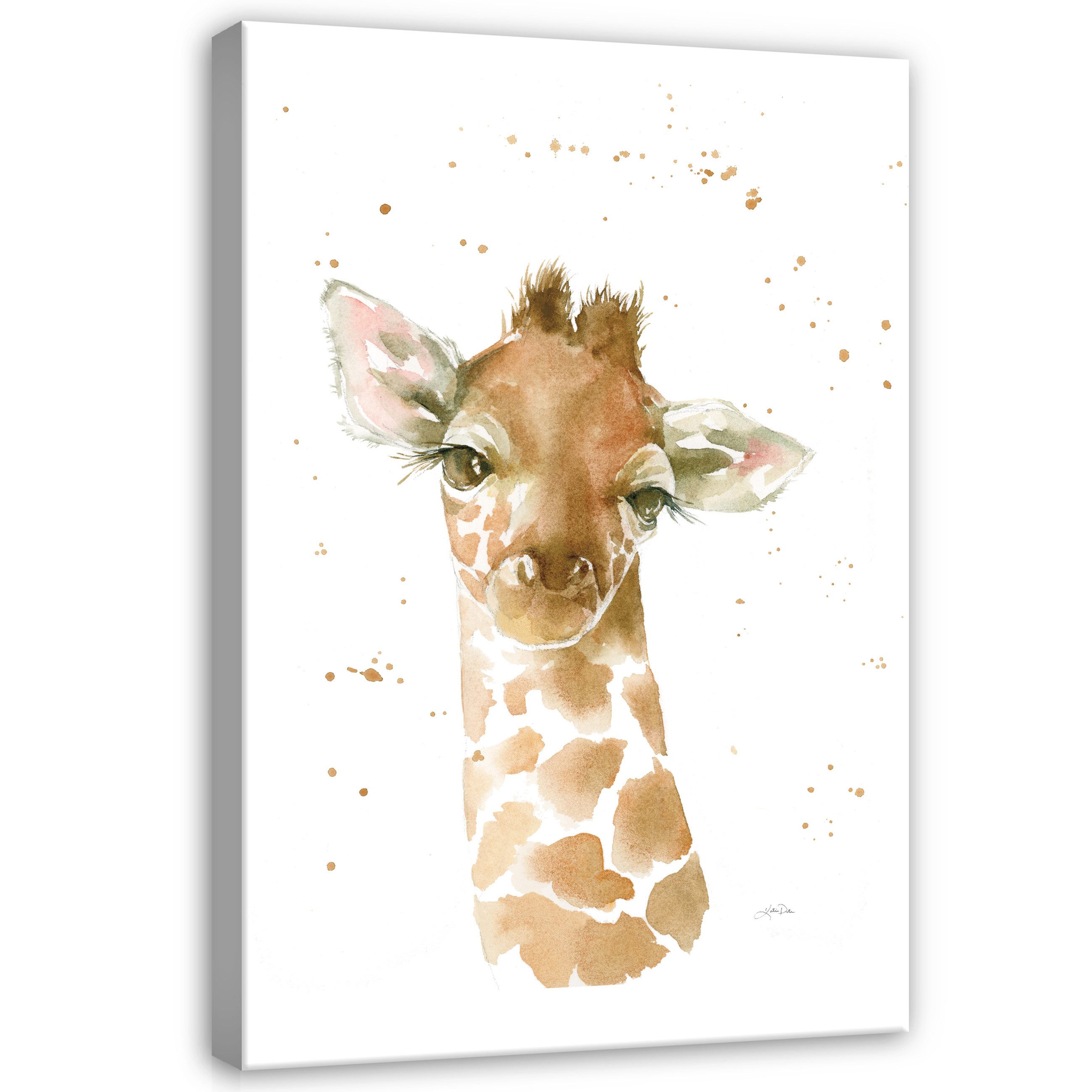 Wallarena Leinwandbild Kinderzimmer Tiere Giraffe Mädchen Wandbild Wand Deko Leinwandbilder, Giraffe (Einteilig, 1 St), Leinwand Bilder Kinderzimmer Kinder Wandbilder Leinwandbilder