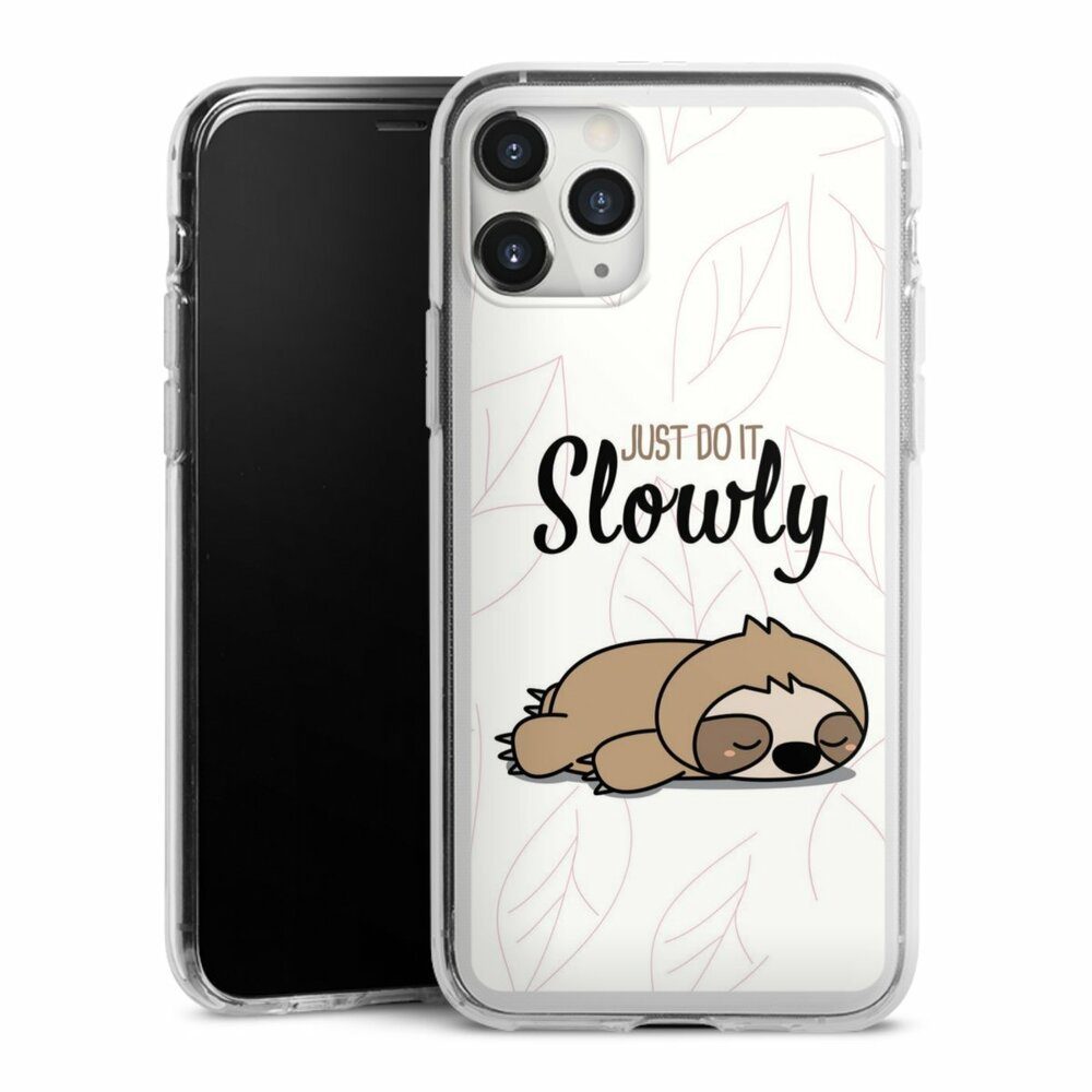 DeinDesign Handyhülle Tiere Faultier lazy sunday Just Do It Slowly Sloth,  Apple iPhone 11 Pro Max Silikon Hülle Bumper Case Handy Schutzhülle