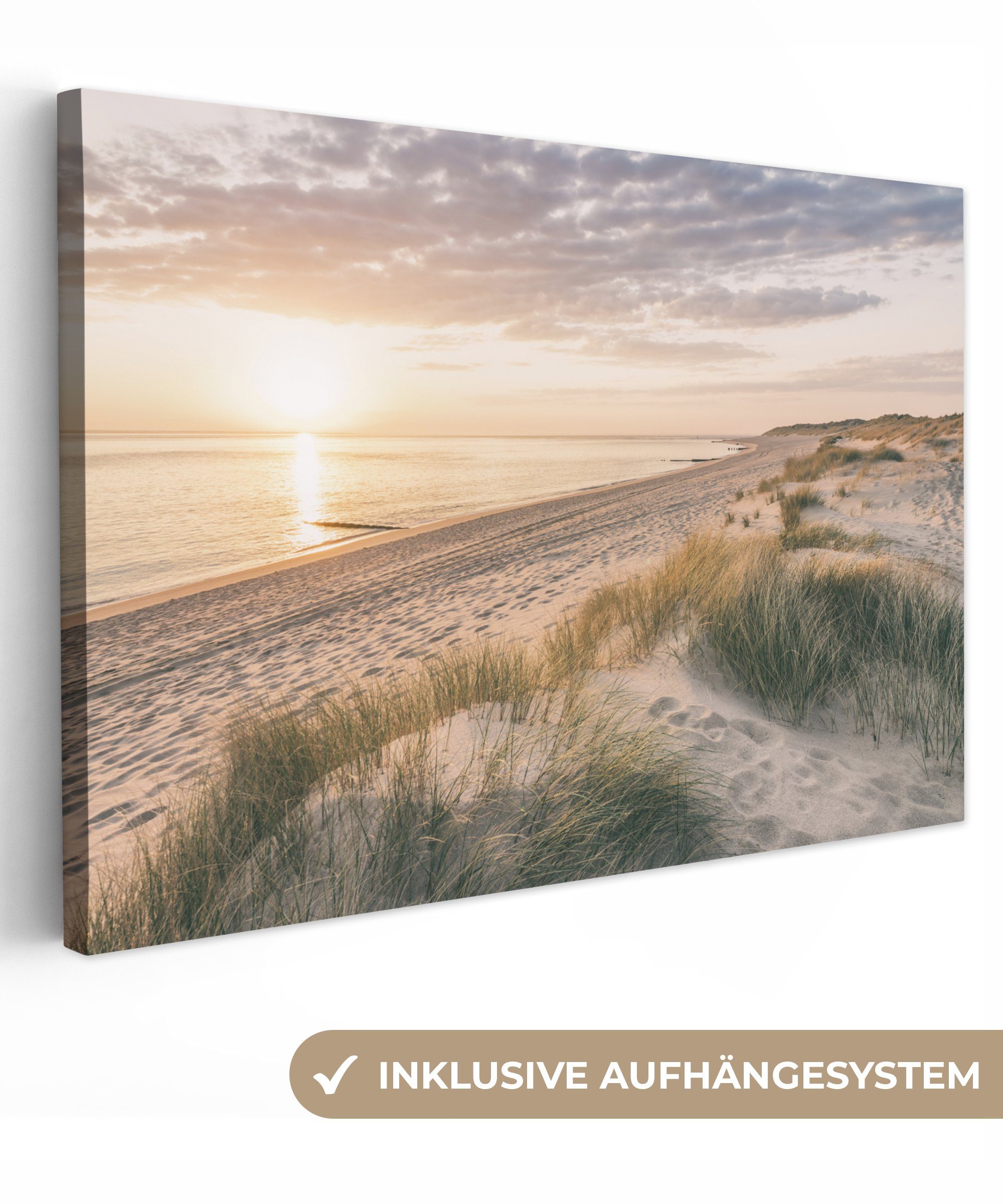 Leinwandbild Sonnenaufgang am Strand in Nordfriesland