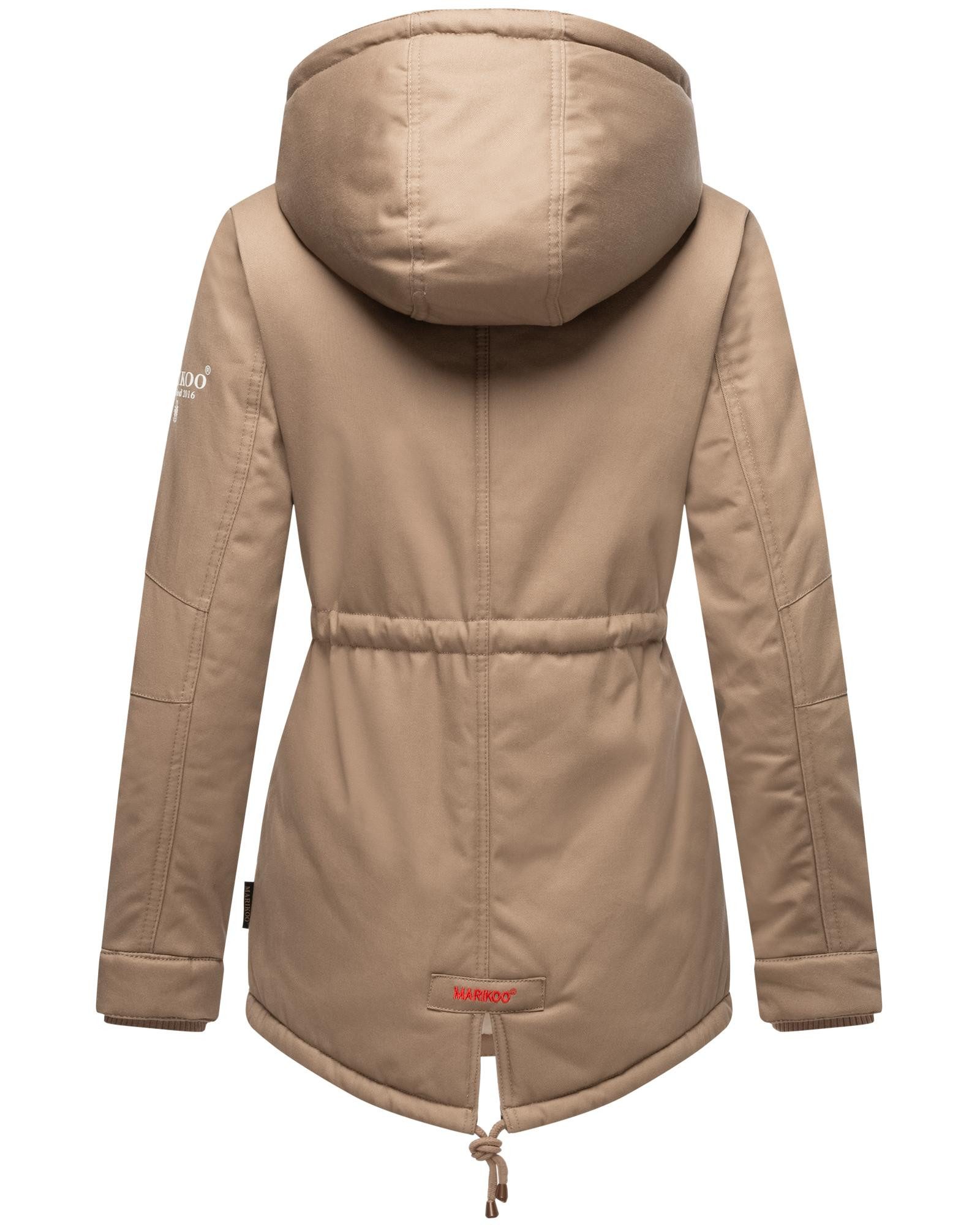 Marikoo Winterjacke Manolya stylischer Kurzmantel mit weichem Teddyfell-Futter
