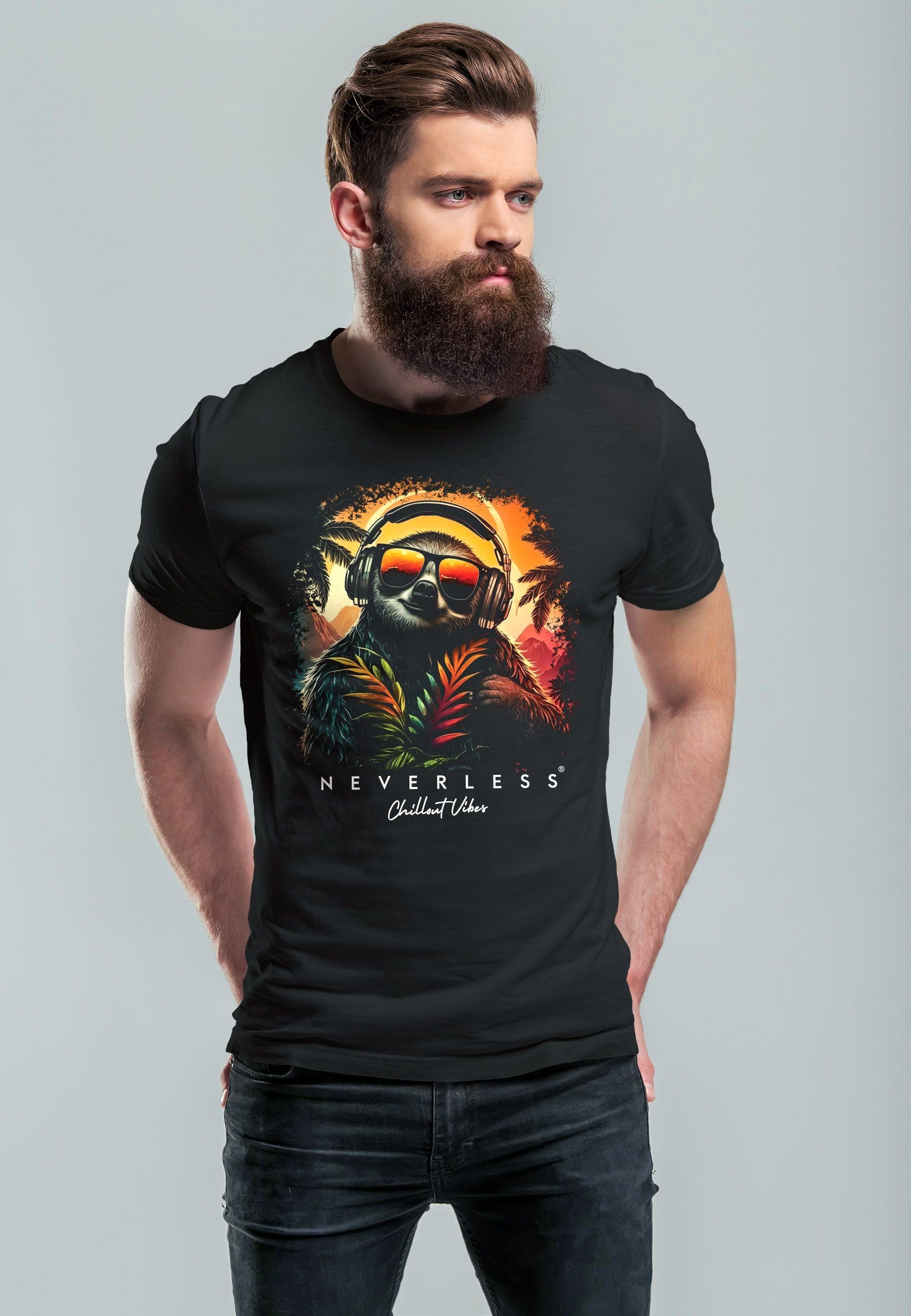 Neverless Print-Shirt Herren T-Shirt Musik DJ günstig online kaufen