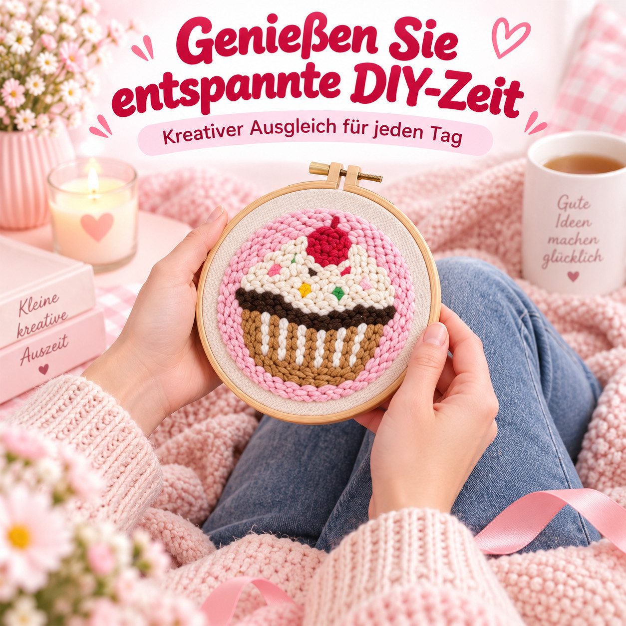VEKROBOT Nähkästchen Kreativer DIY Ständer Keramik Stickerei entspannend ideales Geschenk (Set, 1 St., DIY-Stressabbau-Set – zum Stempeln & Basteln), 6 teiliges – Bild 4 von 5