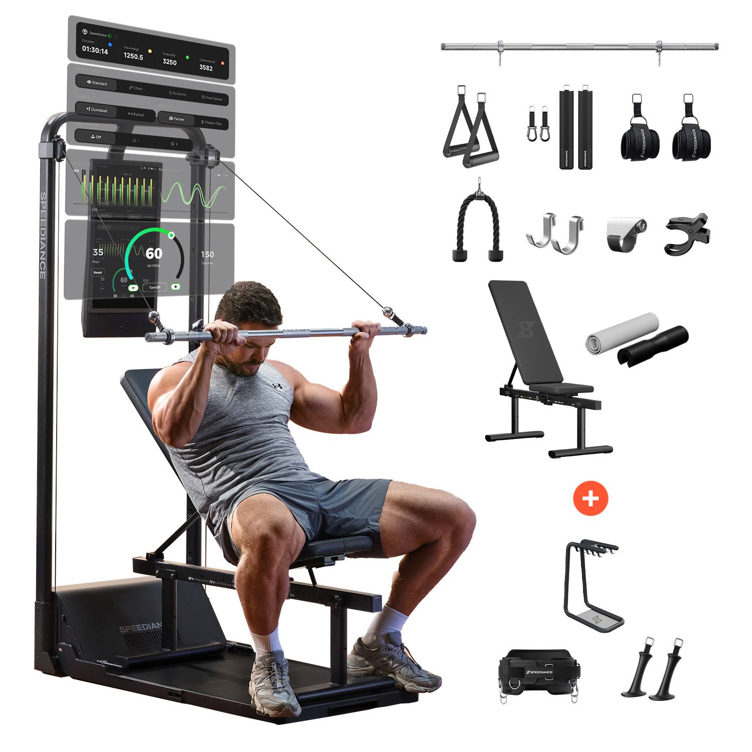 SPEEDIANCE Kraftstation Gym Monster 2, verbessertes KI-gesteuertes All-in-One Home Gym, Ganzkörper-Krafttraining Fitnessgeräte