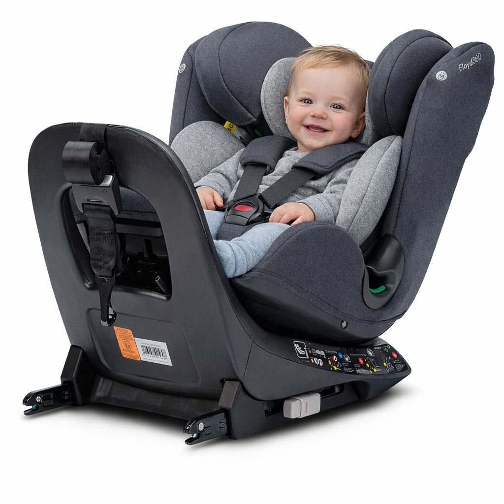 Osann Autokindersitz Floyd360, ab: Geburt, bis: 12 Jahre, ab: 40 cm, bis: 150 cm, 360° drehbarer Kindersitz mit Isofix,40-150 cm, Top-Tether an Basis