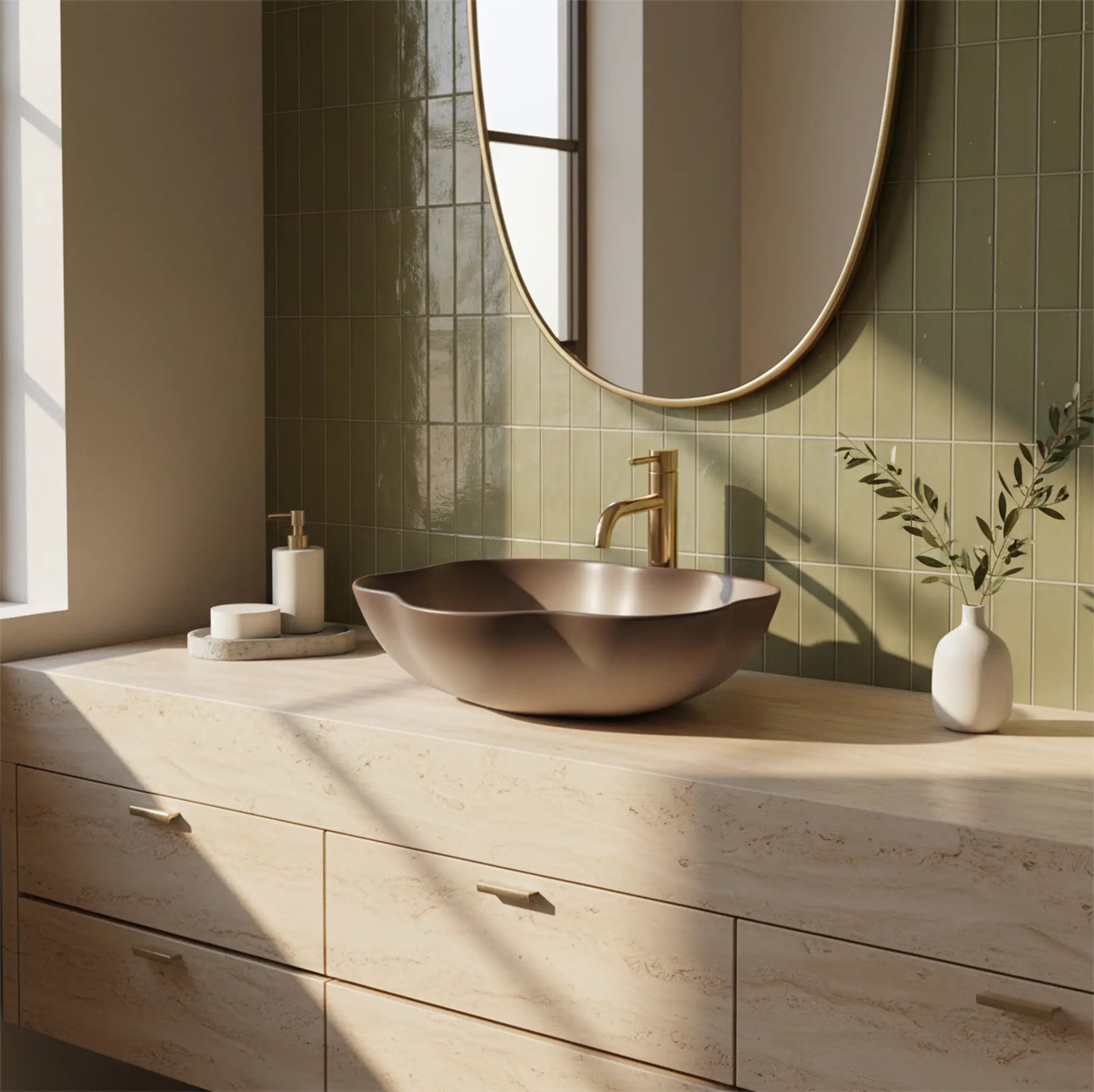 wohnwerk.idee Aufsatzwaschbecken Waschbecken Natursteinoptik – Design Badwaschbecken modern