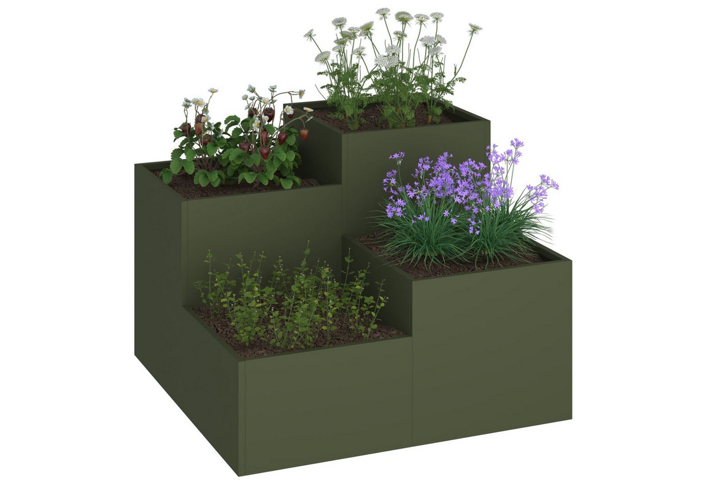 Thumbnail - vidaXL Blumentopf Pflanzkübel 80x80x60 cm Olivgrün Stahl (1 St)
