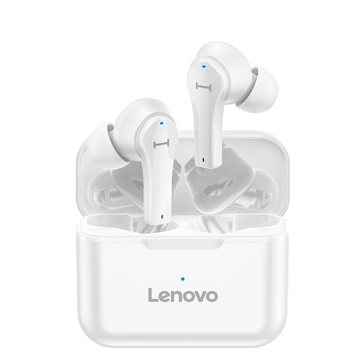 Lenovo QT82 mit Touch-Steuerung Bluetooth-Kopfhörer und Weiß) (True Kopfhörer-Ladehülle - mit Google Siri, 400 Wireless, Assistant, Bluetooth 5.0, kabellos, mAh Touch-Steuerung