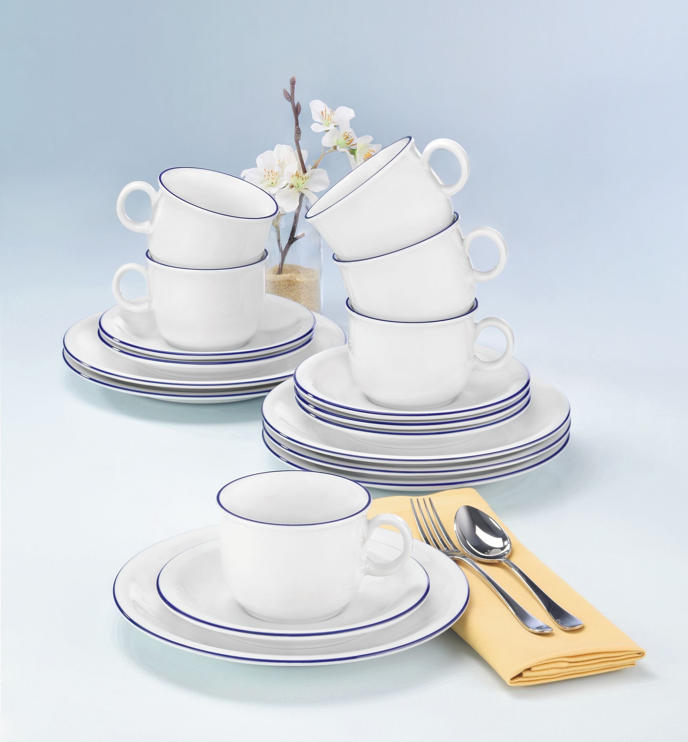 Seltmann Weiden Кофейный сервиз Кофейный сервиз 18-tlg. Compact Blaurand 10795 von, Porzellan