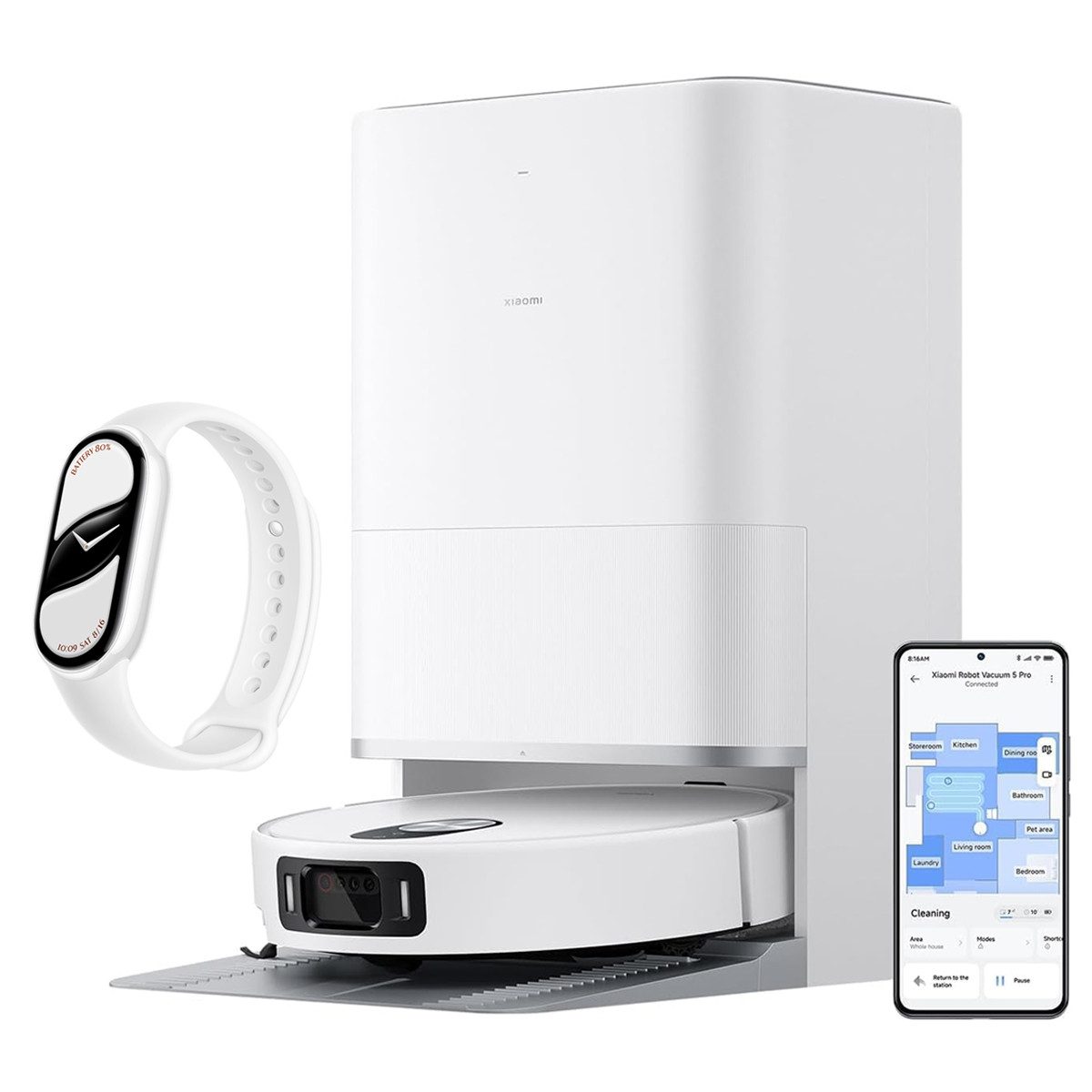 Saugroboter Robot Vacuum 5 Pro 20.000Pa AI-Ausweichfunktion & Smart Band 10