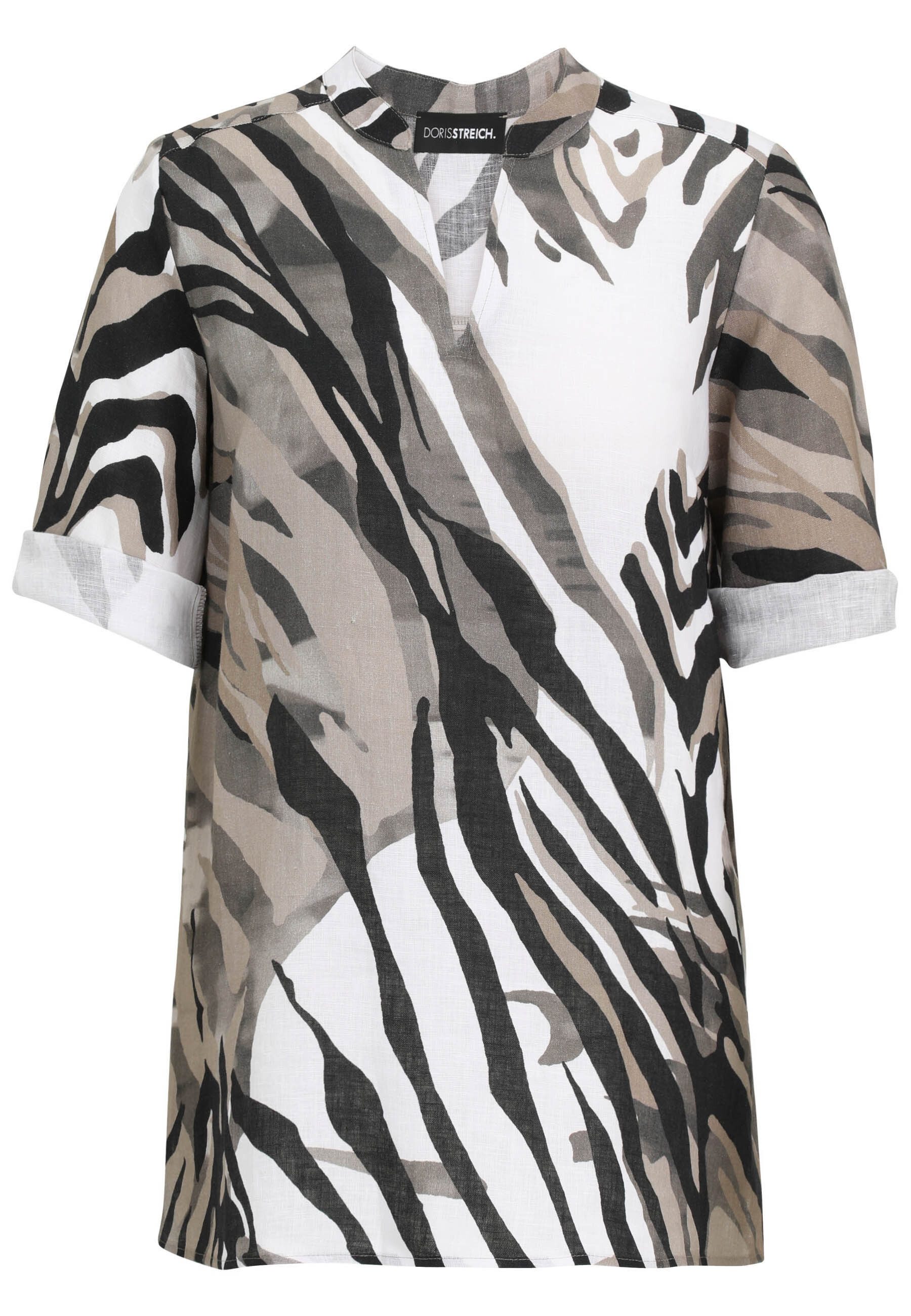 Doris Streich Blusentop aus Leinen mit Animalprint
