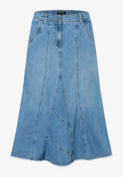 MORE&MORE Sommerrock Denim Godet Skirt, middle blue denim