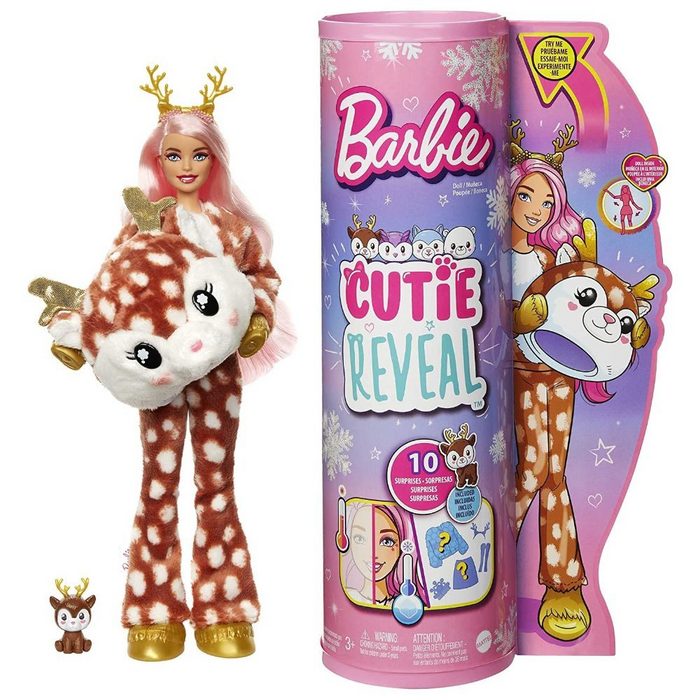 Mattel® Anziehpuppe Barbie Cutie Reveal Winter Sparkle Series – Deer (Reh)