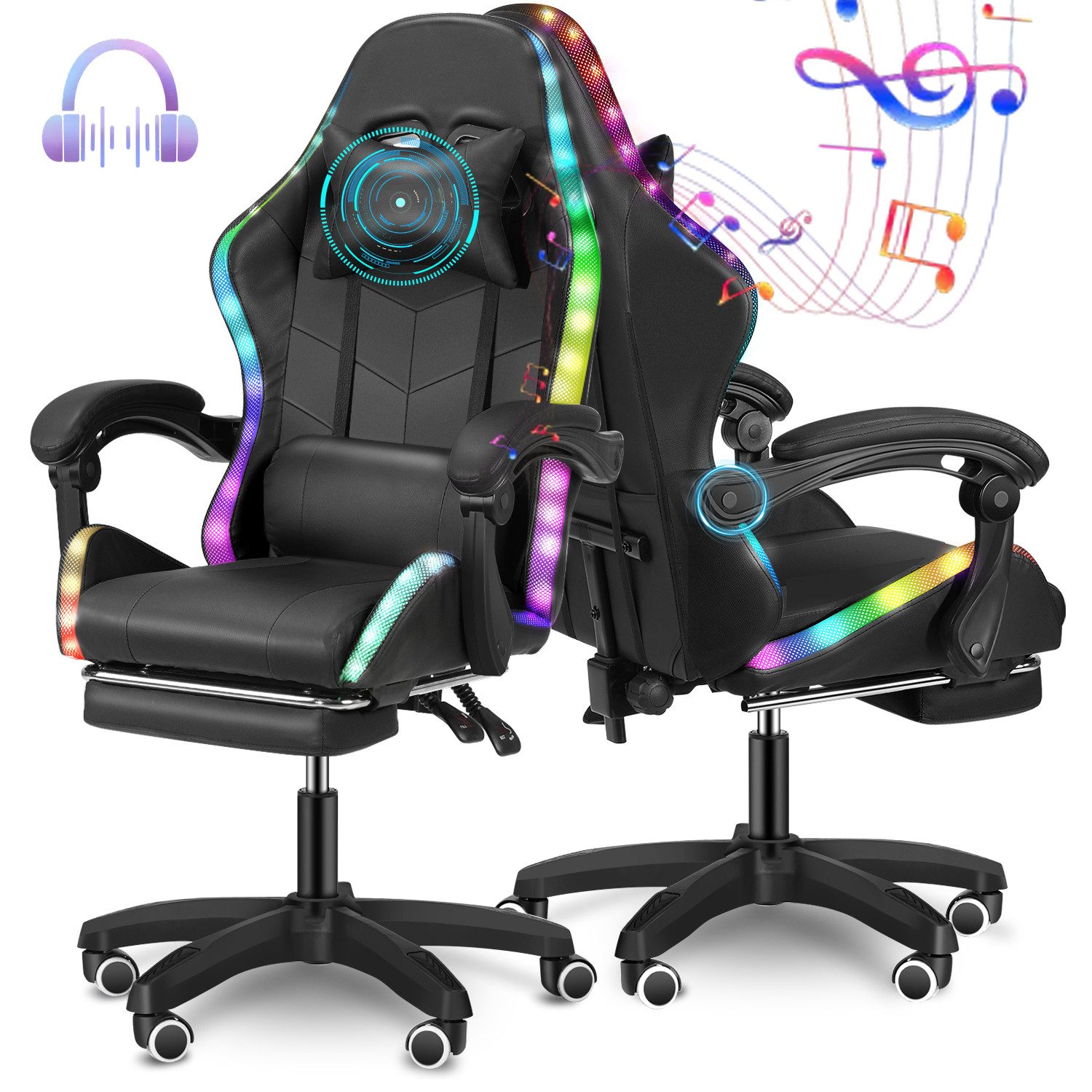 LETGOSPT Gaming-Stuhl Gaming-Stuhl HIFI Lautsprechern12RGB LED-Lichtern,Spi günstig online kaufen