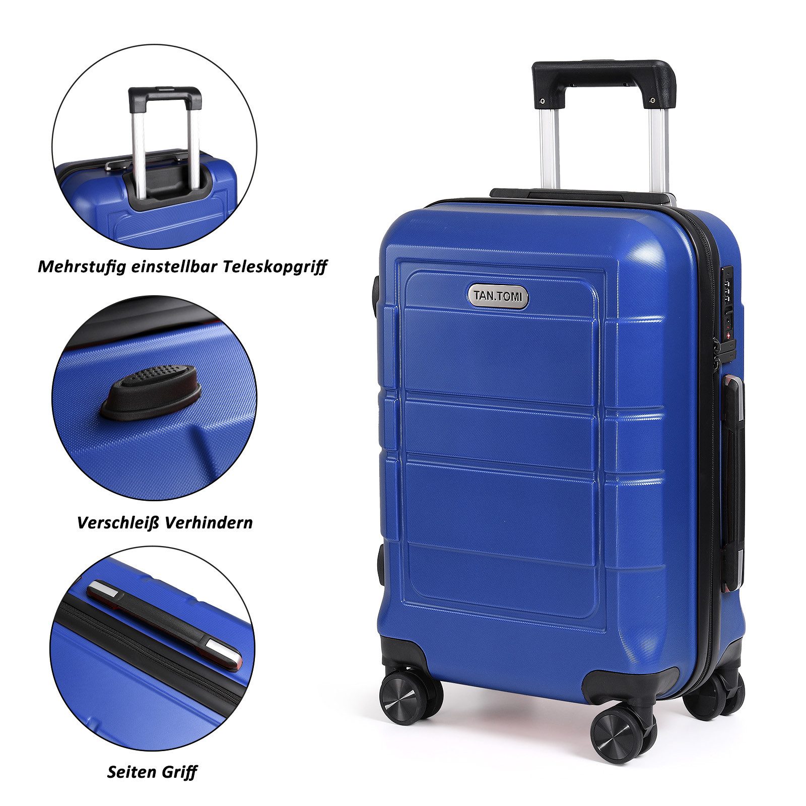 TAN.TOMI Kofferset Hartschale Trolley Koffer Leicht Reisekoffer ABS Erweiterbar Haltbar, 4 Rollen, Mit Zahlenschloss Trolley Handgepäck Große Kapazität 4 Rollen