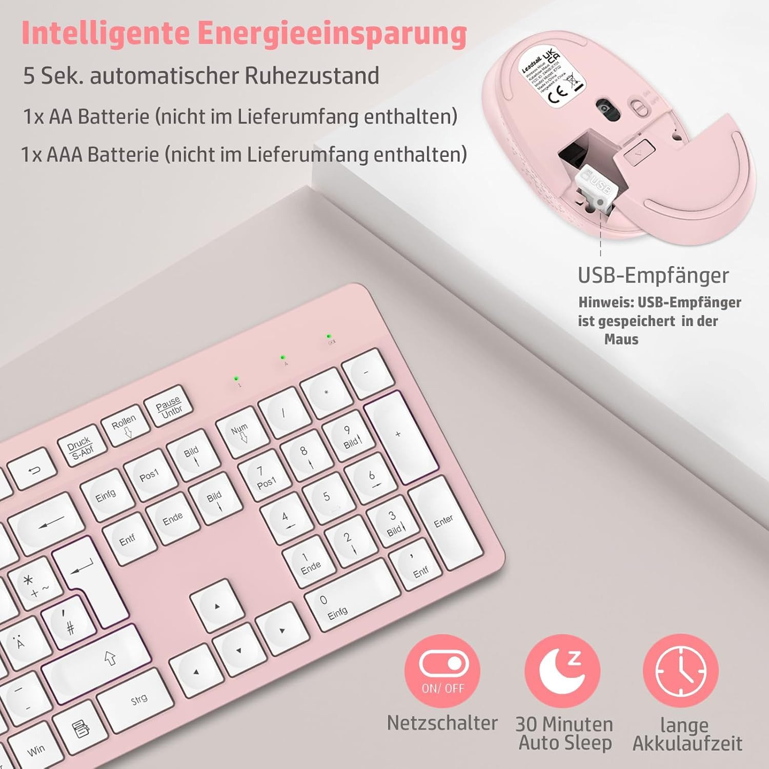 LeadsaiL Tastatur und Maus Set K786 ergonomische Tastatur
