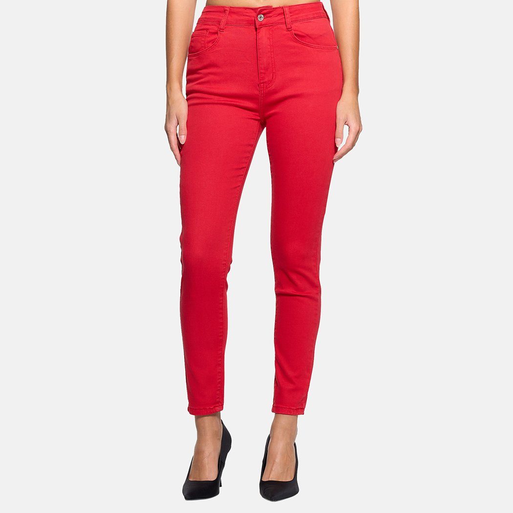 Elara High-waist-Jeans Elara Super High Waist Damen Hose (1-tlg) Rot