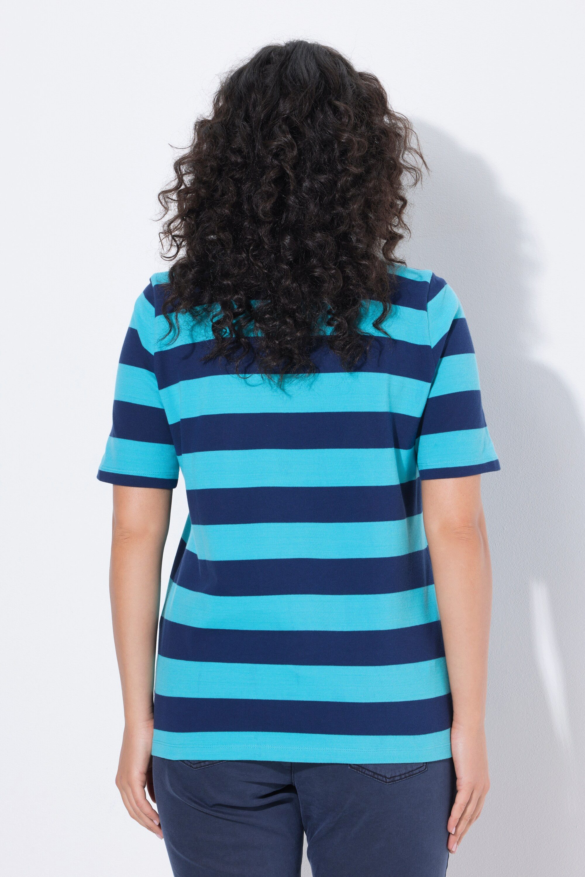 Ulla Popken Poloshirt Poloshirt Streifen Polokragen Halbarm Pima Cotton