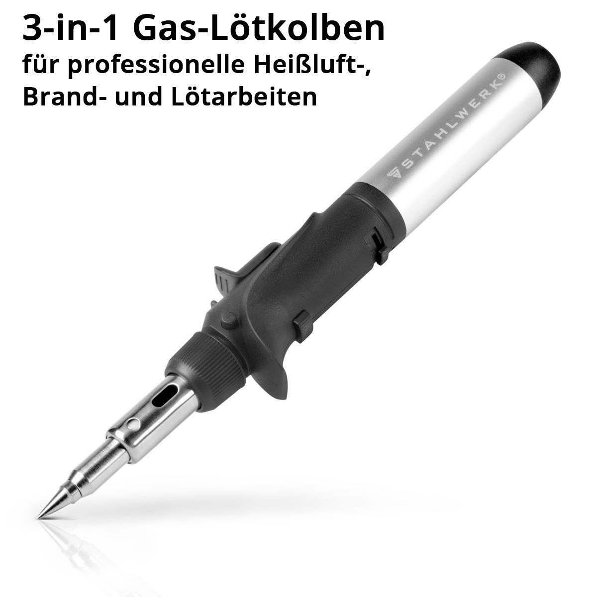 STAHLWERK Lötlampe Gas Lötkolben 10tlg 3in1 Gaslötset Lötgerät 200 - 1.300°C, max. 500 °C, gas, Set, 10-tlg., Set, stufenlos einstellbare Löttemperatur
