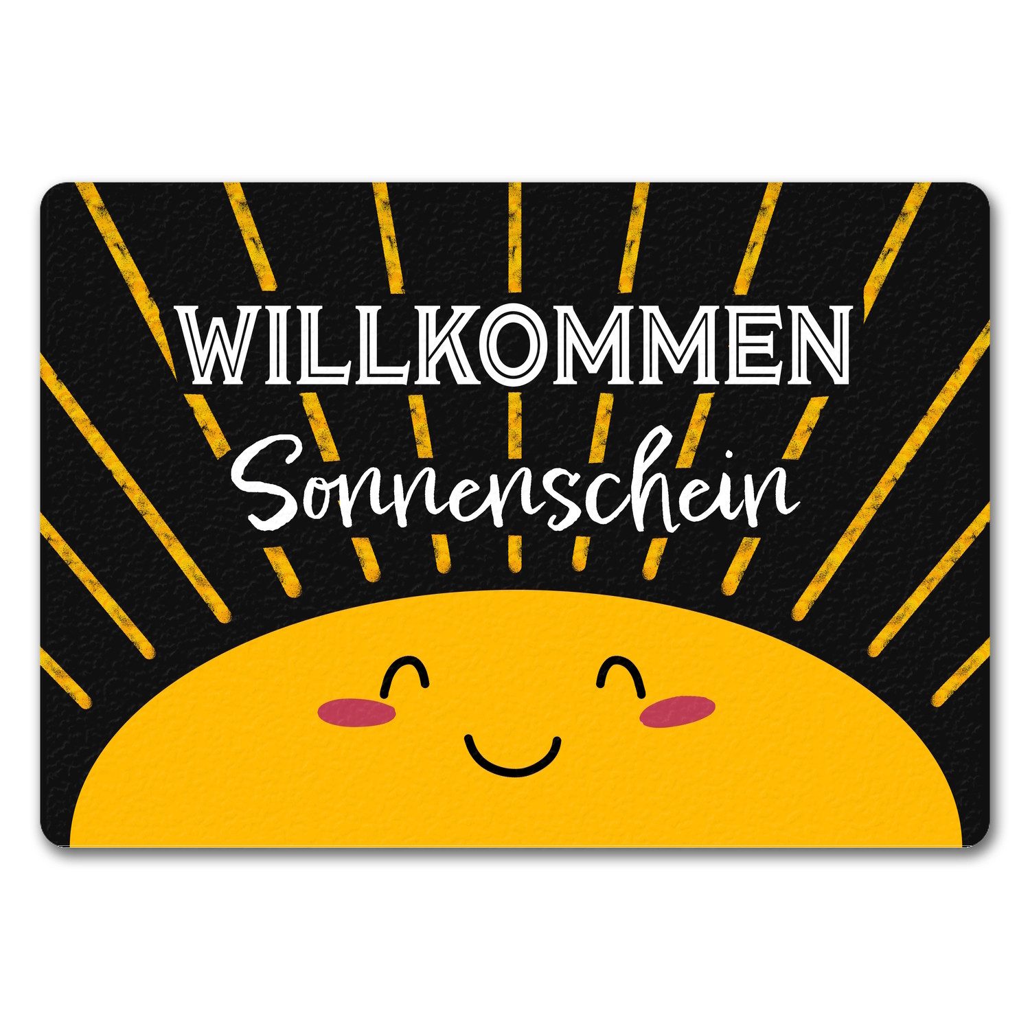 Fußmatte Willkommen Sonnenschein Fußmatte in 35x50 cm ohne Rand in schwarz
