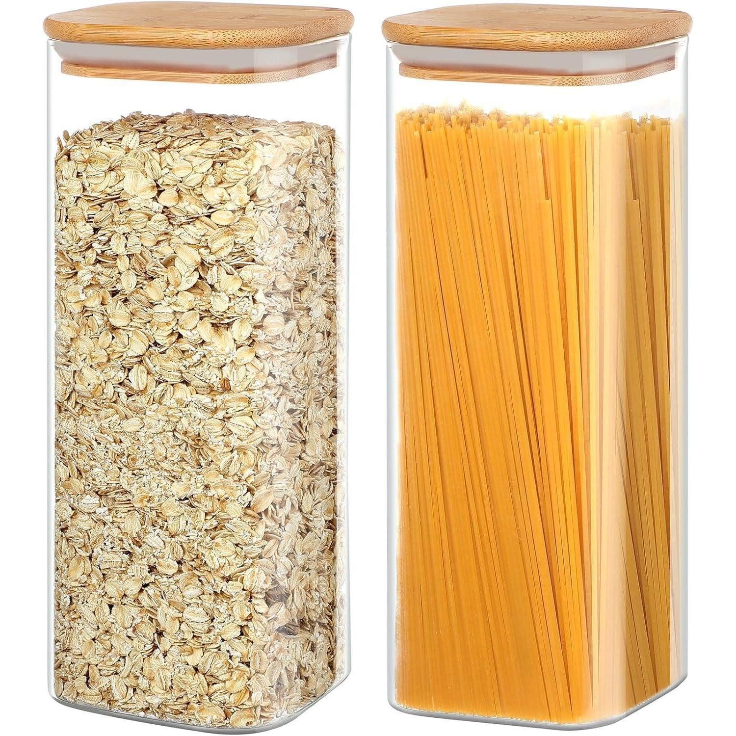 LuxusKollektion Vorratsglas Vorratsdosen 2200ml Glas Bambusdeckel Müsli Nudeln Reis 2 Pack 2200ml