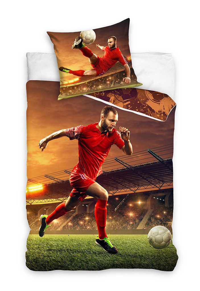 Carbotex Bettwäsche Fußballspieler Bettwäsche 140 x 200 cm