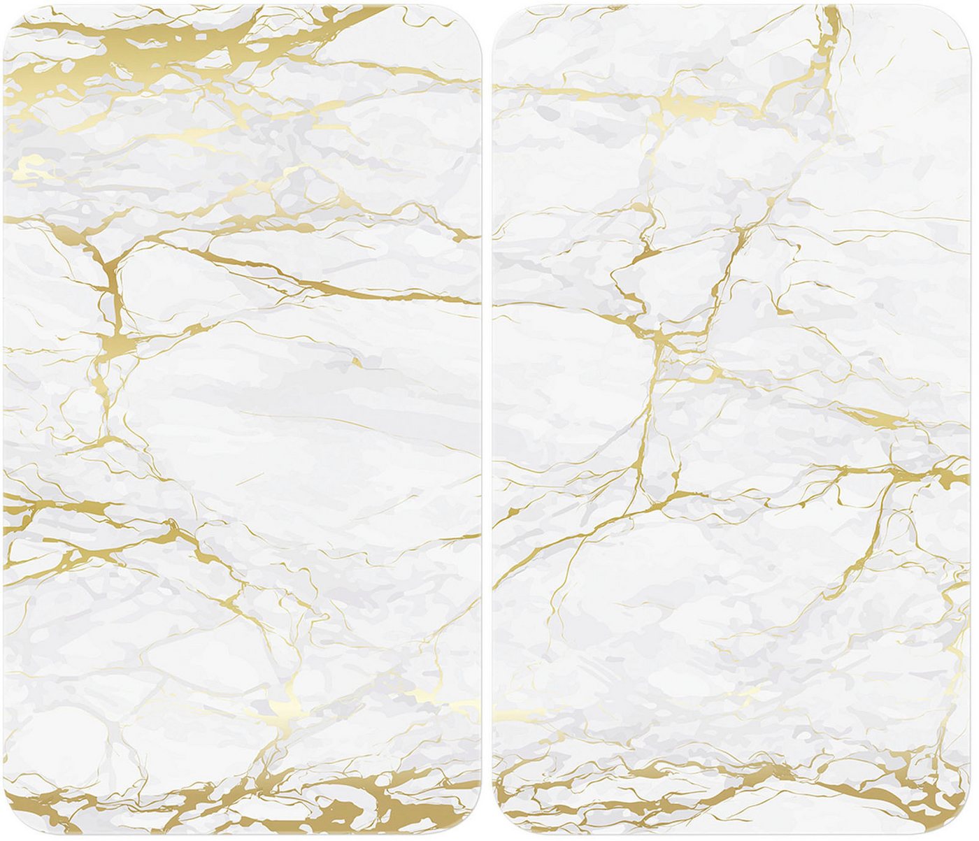 WENKO Herd-Abdeckplatte Universal Modell Marmor Gold, Glas, Kunststoff, (Set, 2 tlg), Herdabdeckung für alle Herdarten, kratzfest, mit rutschfesten Füßen